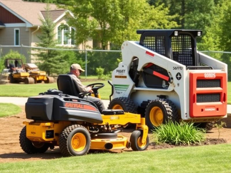 Commercial stand-on mower and compact utility tractor for landscapers